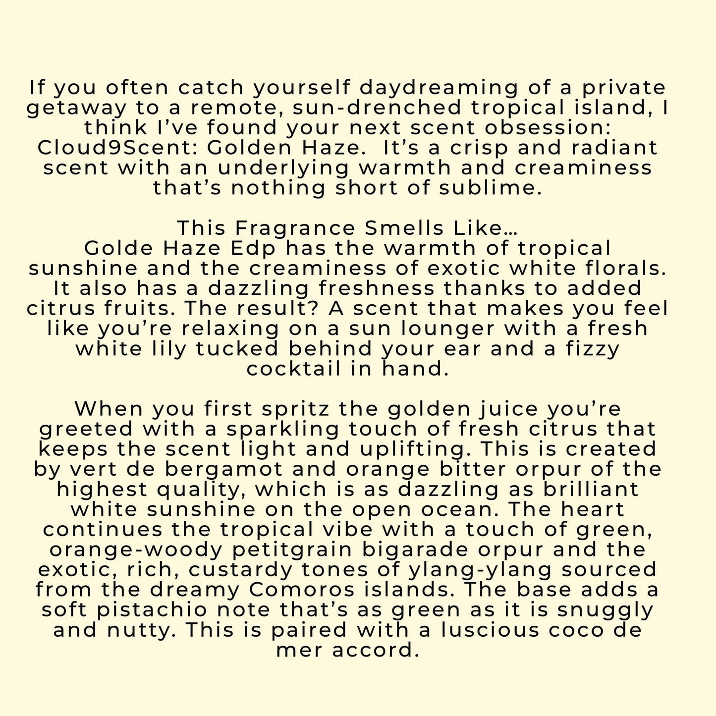 Rollerball Perfume Oil Golden Haze Floral Coconut Summer Fragrance, Eau de Parfum, Sweet Floral Tropical Beach Fragrance, Beachy Perfumes