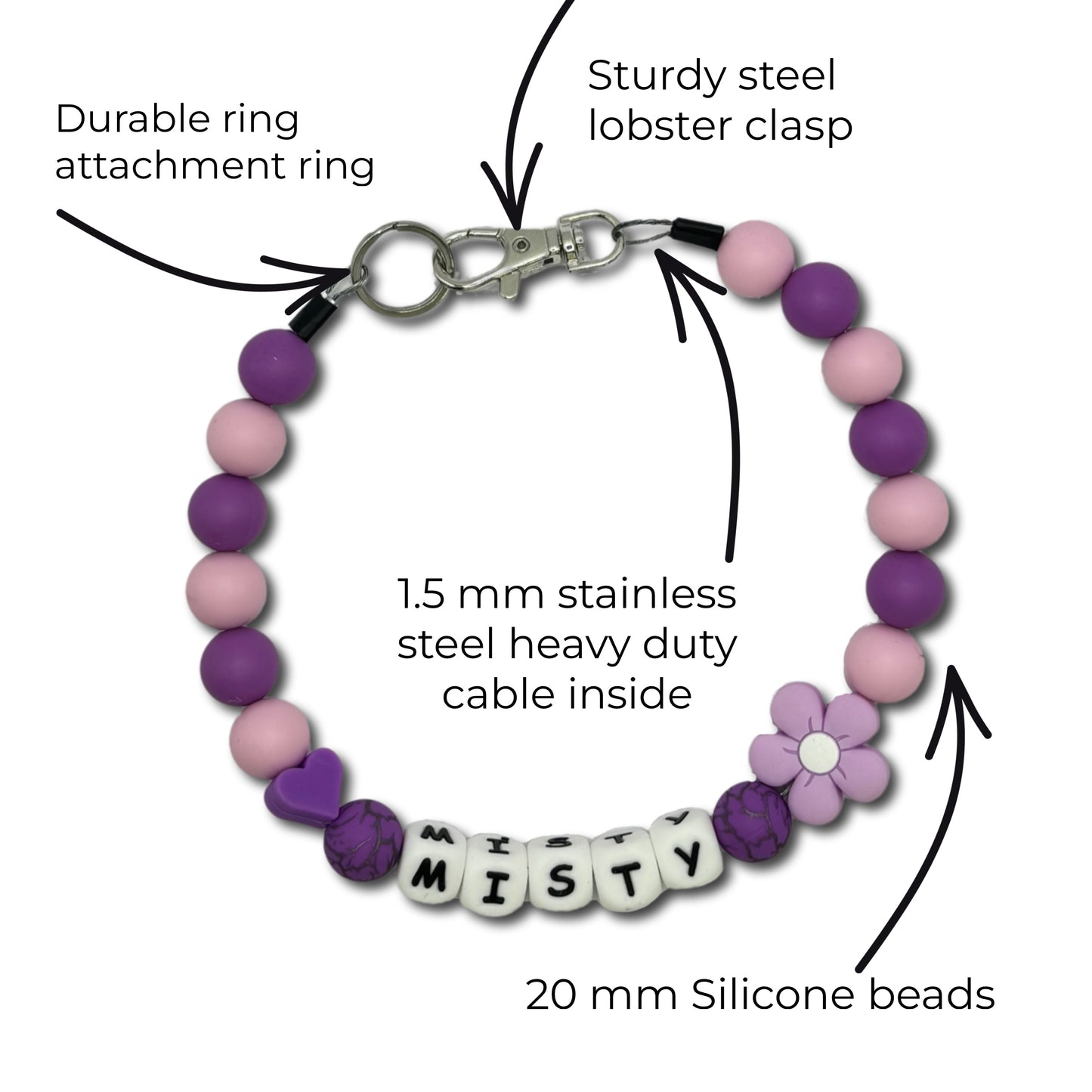 Kralen halsband ketting met naam voor hond of kat