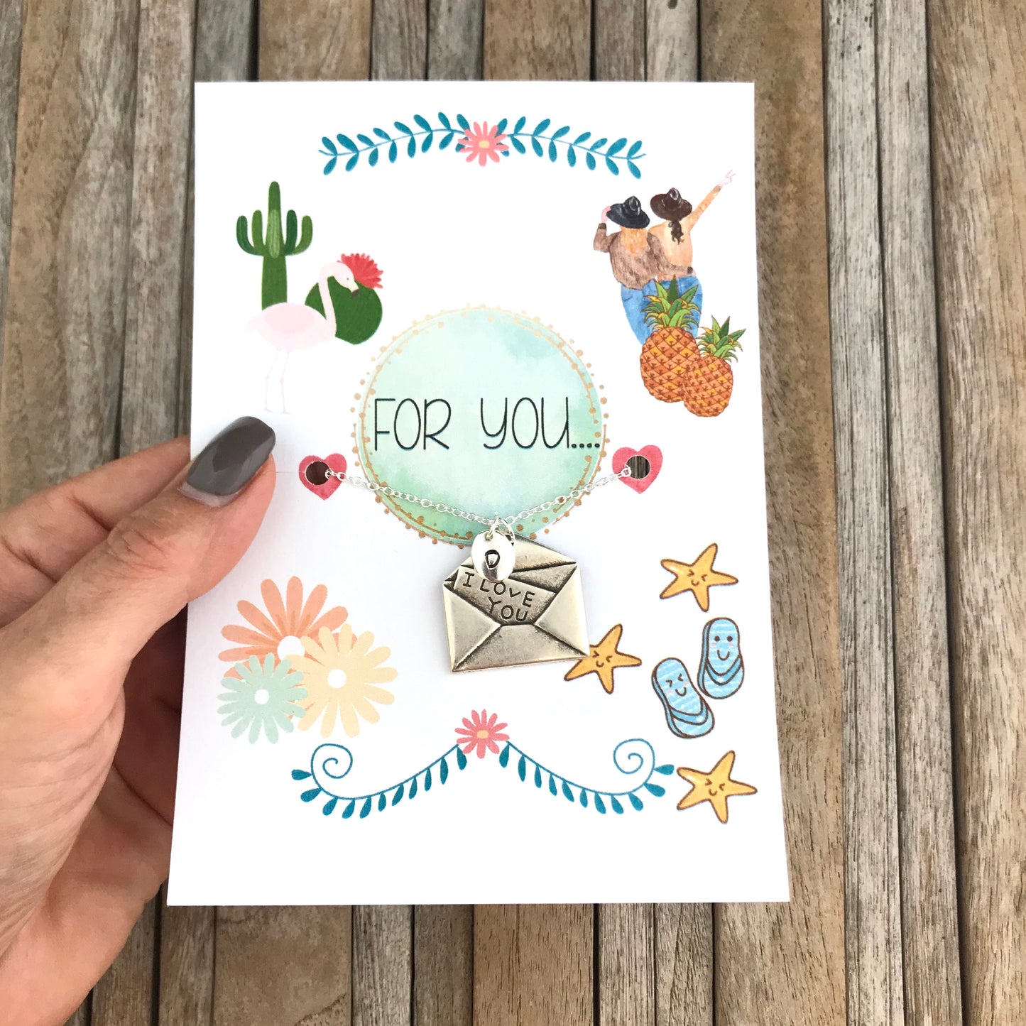 Halskette mit Liebesbrief, Liebesbrief-Anhänger, romantisches Geschenk mit Anfangsbuchstaben-Anhänger
