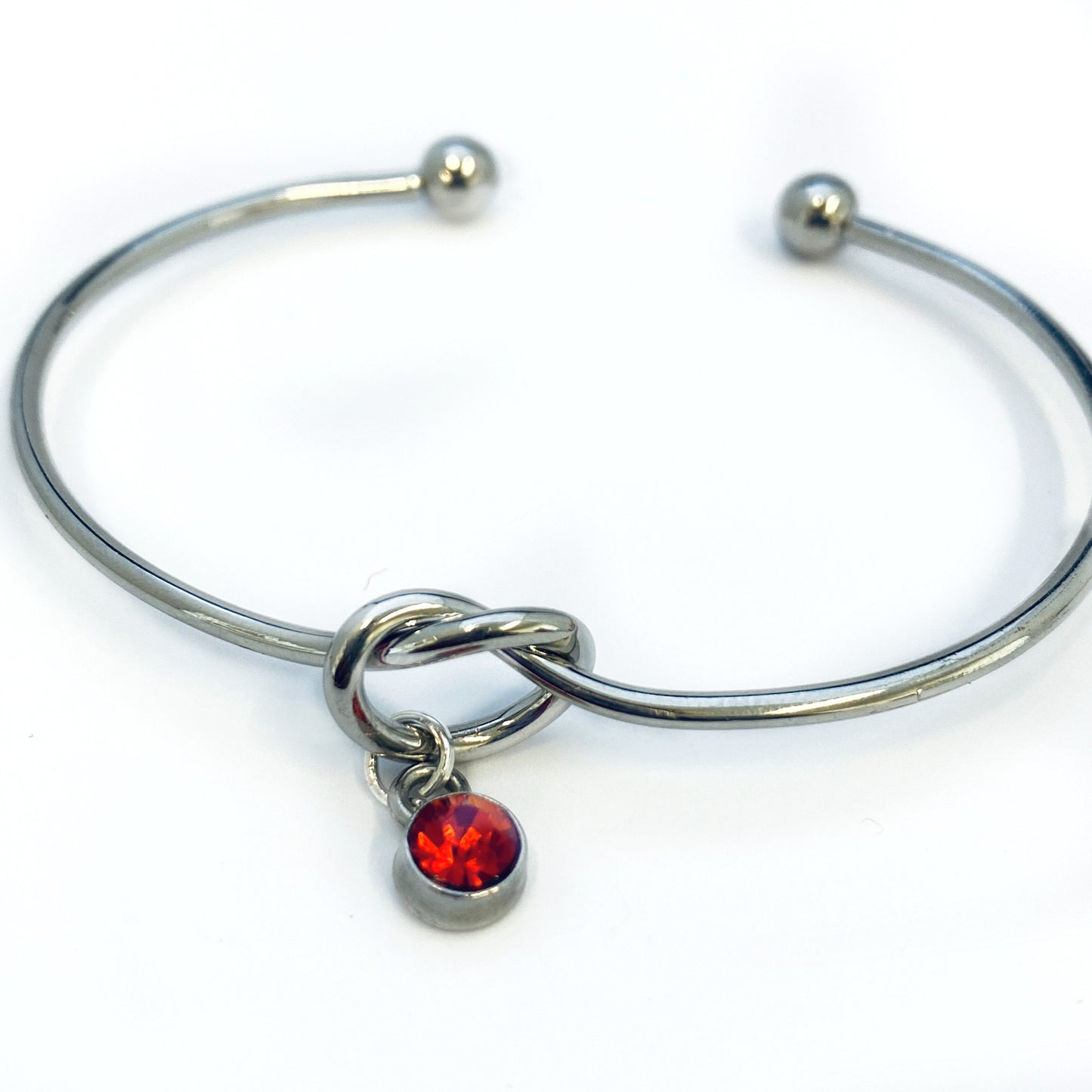 Personalized KNOT Bangle, July Birthstone Bracelet, Tie the Knot Bracelet Gift for Her Birth Stone Jewelry Wedding Bracelet, Custom Bracelet