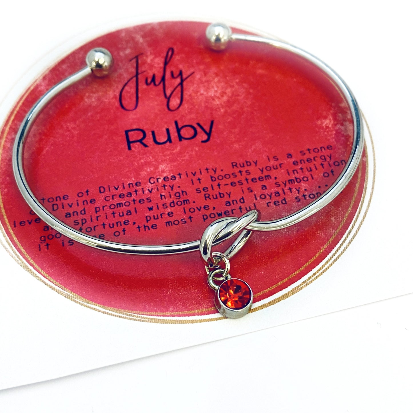 Personalized KNOT Bangle, July Birthstone Bracelet, Tie the Knot Bracelet Gift for Her Birth Stone Jewelry Wedding Bracelet, Custom Bracelet