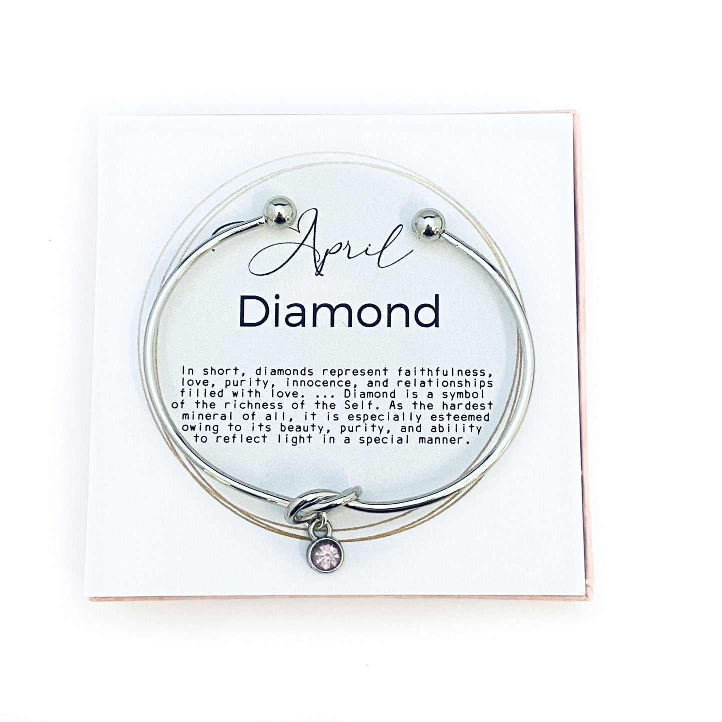 April Birthstone Bracelet, Birthstone charm Bracelet Gift, Diamond birthstone, April Birthday, April Jewelry, April birthstone charm