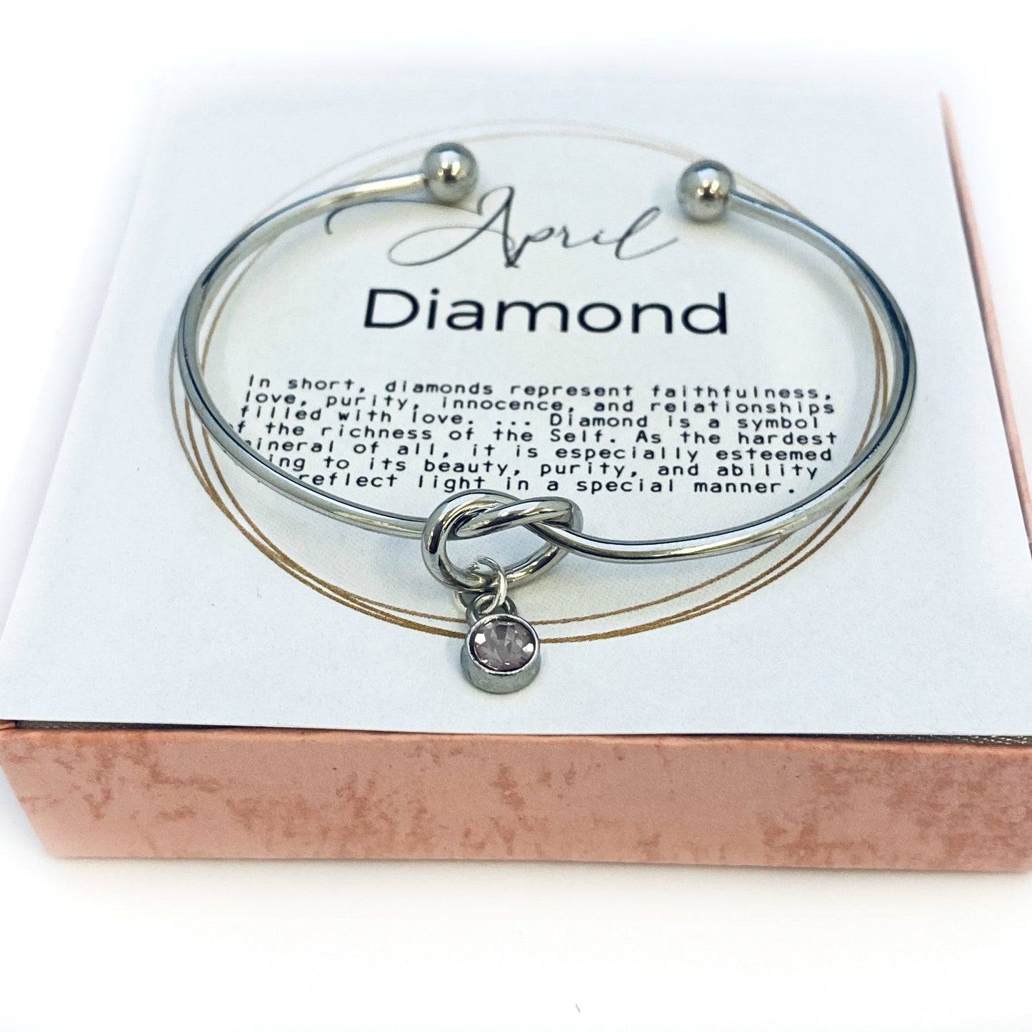 April Birthstone Bracelet, Birthstone charm Bracelet Gift, Diamond birthstone, April Birthday, April Jewelry, April birthstone charm