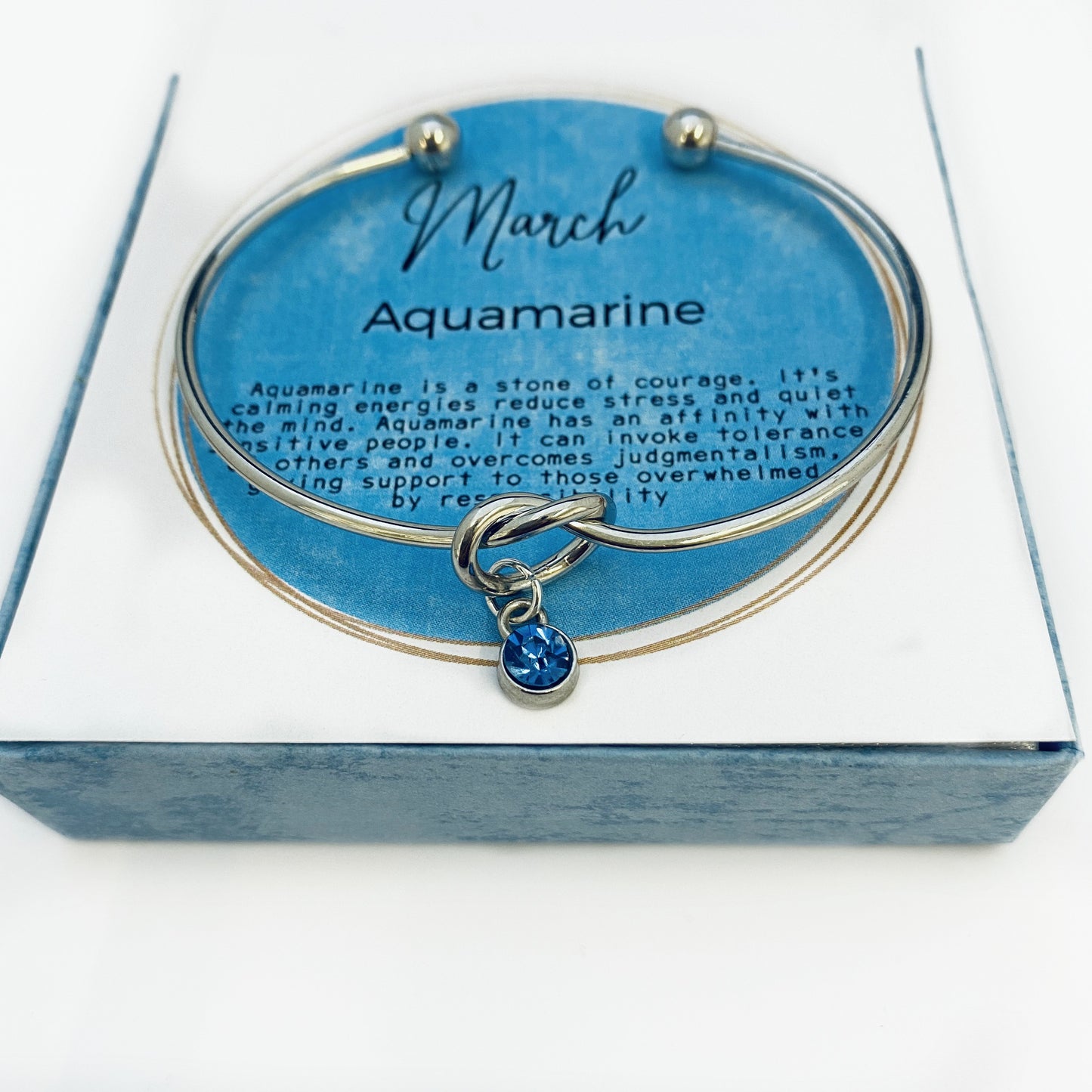 Maart Birthstone Armband, Birthstone bedelarmband Cadeau, Aquamarijn geboortesteen, Maart Verjaardag,