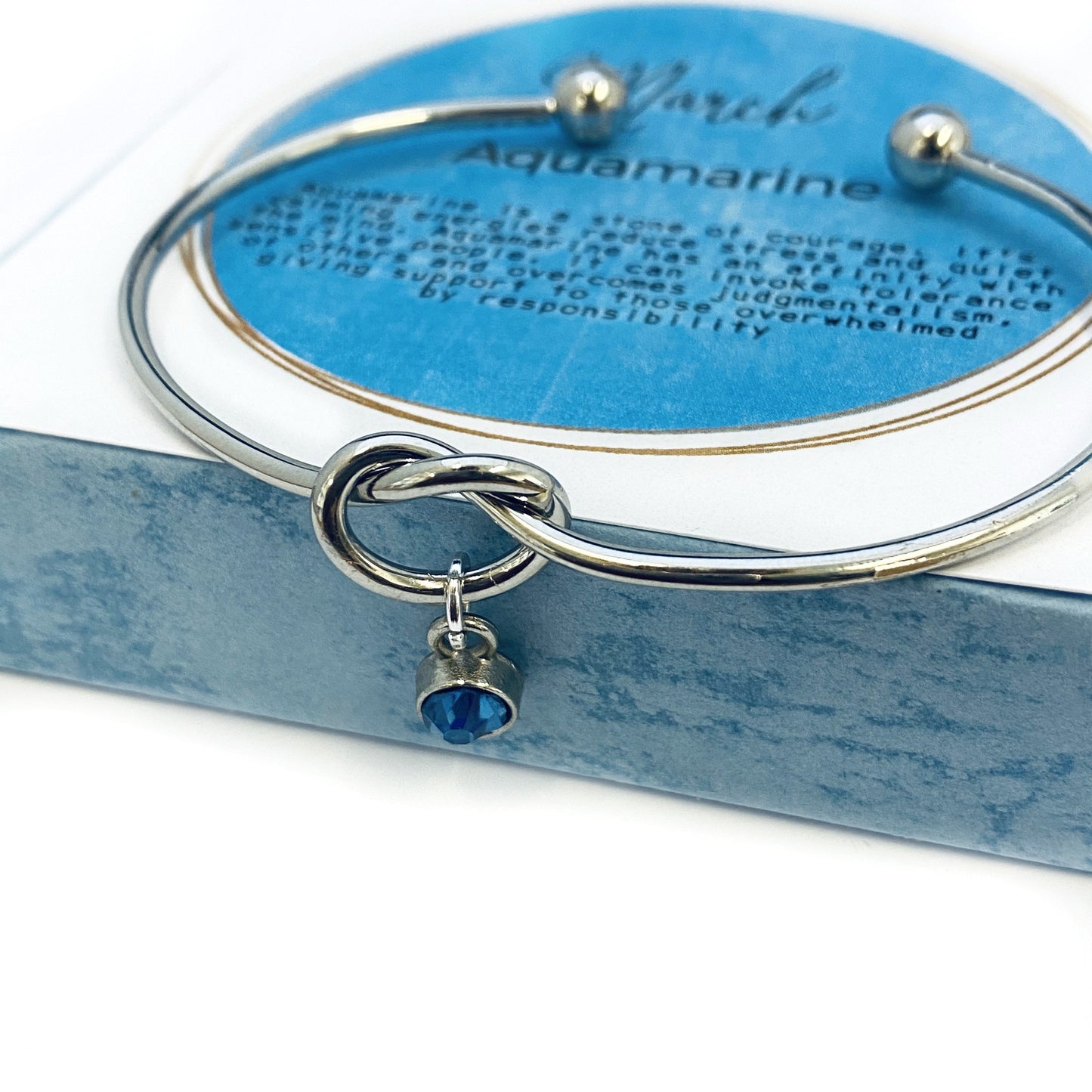 Maart Birthstone Armband, Birthstone bedelarmband Cadeau, Aquamarijn geboortesteen, Maart Verjaardag,