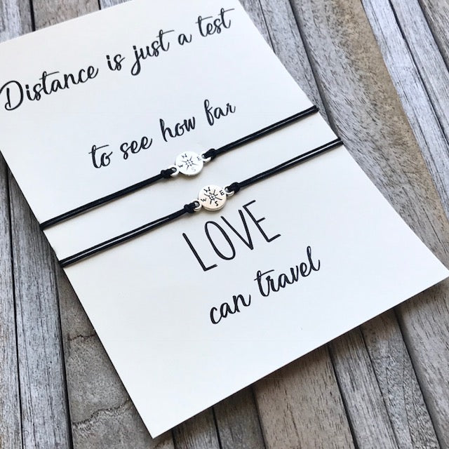 Long distance relationship bracelet set for 2