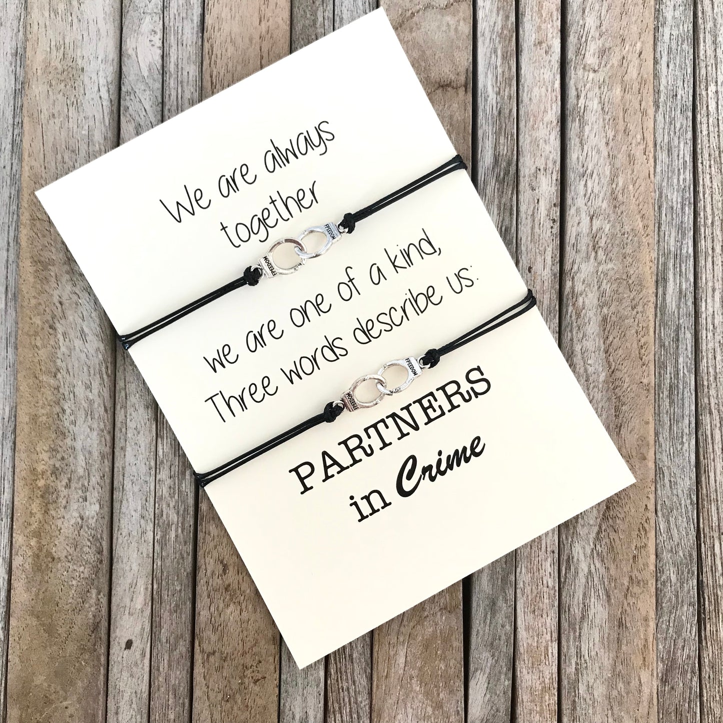 Partners in crime friendship bracelet set