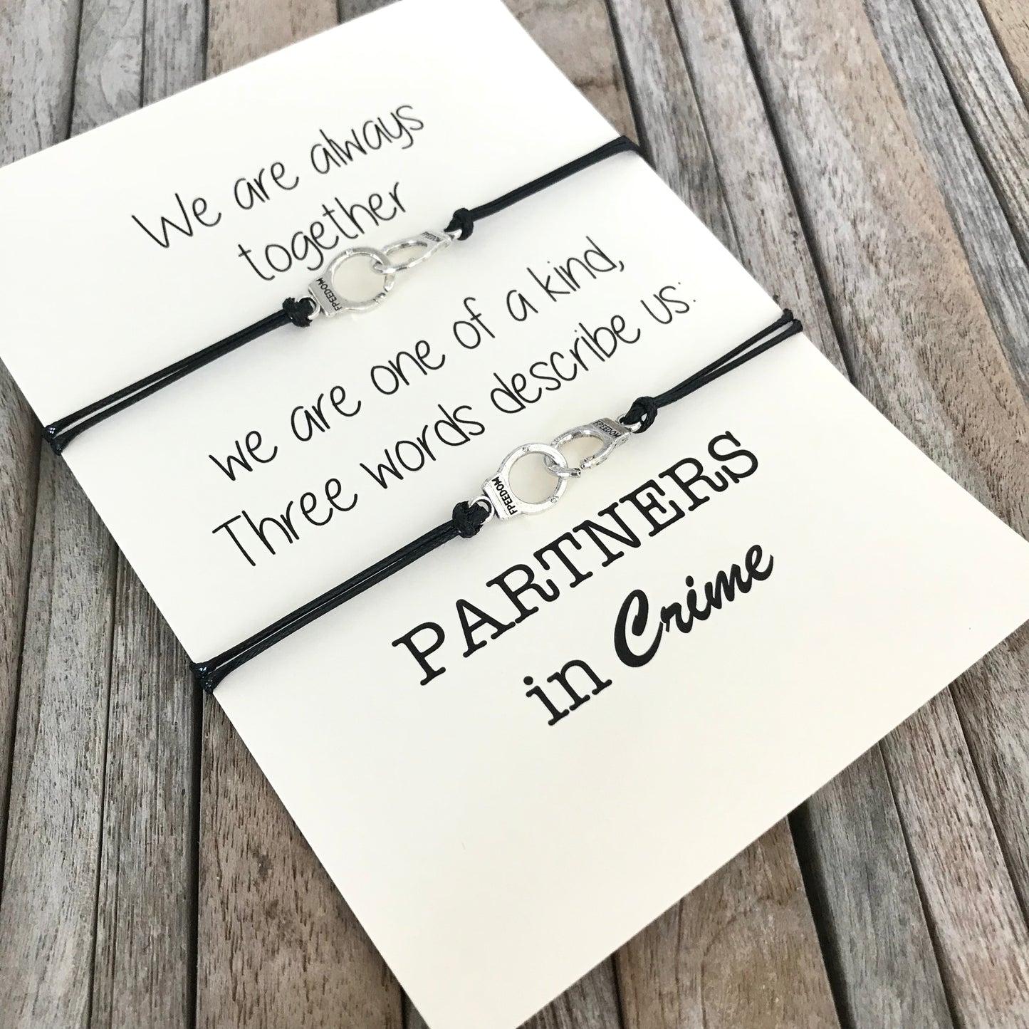 Partners in crime friendship bracelet set