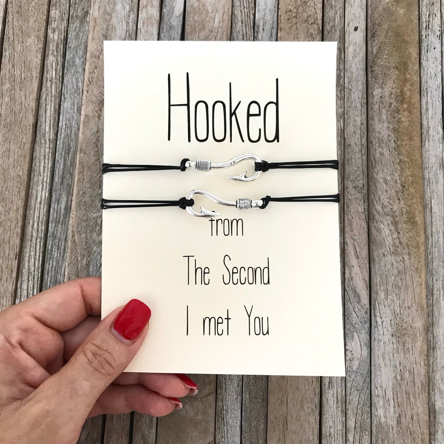 Bijpassende armbanden voor koppels, relatiegeschenken, Hooked on you
