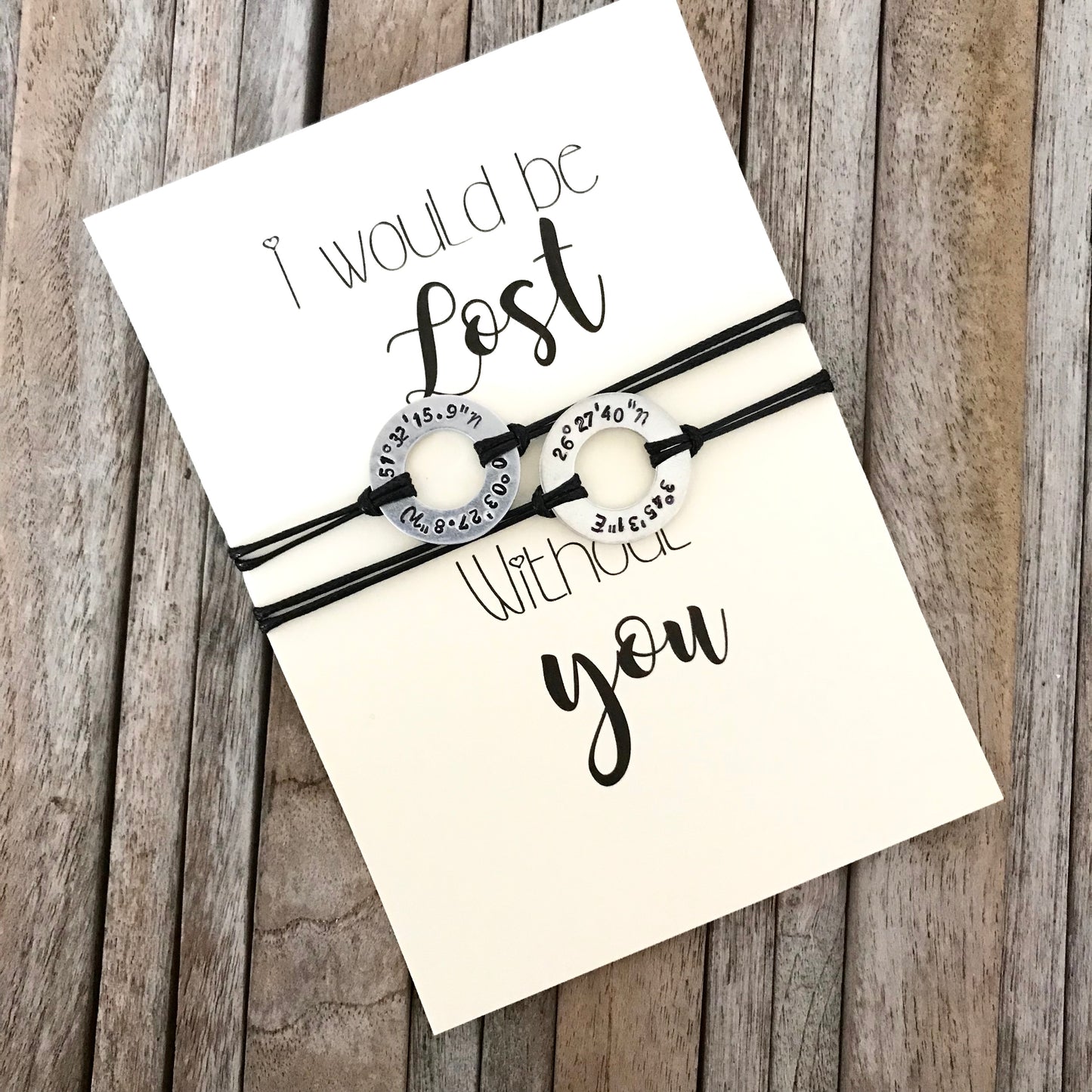 Going away distance coordinates bracelet set of 2