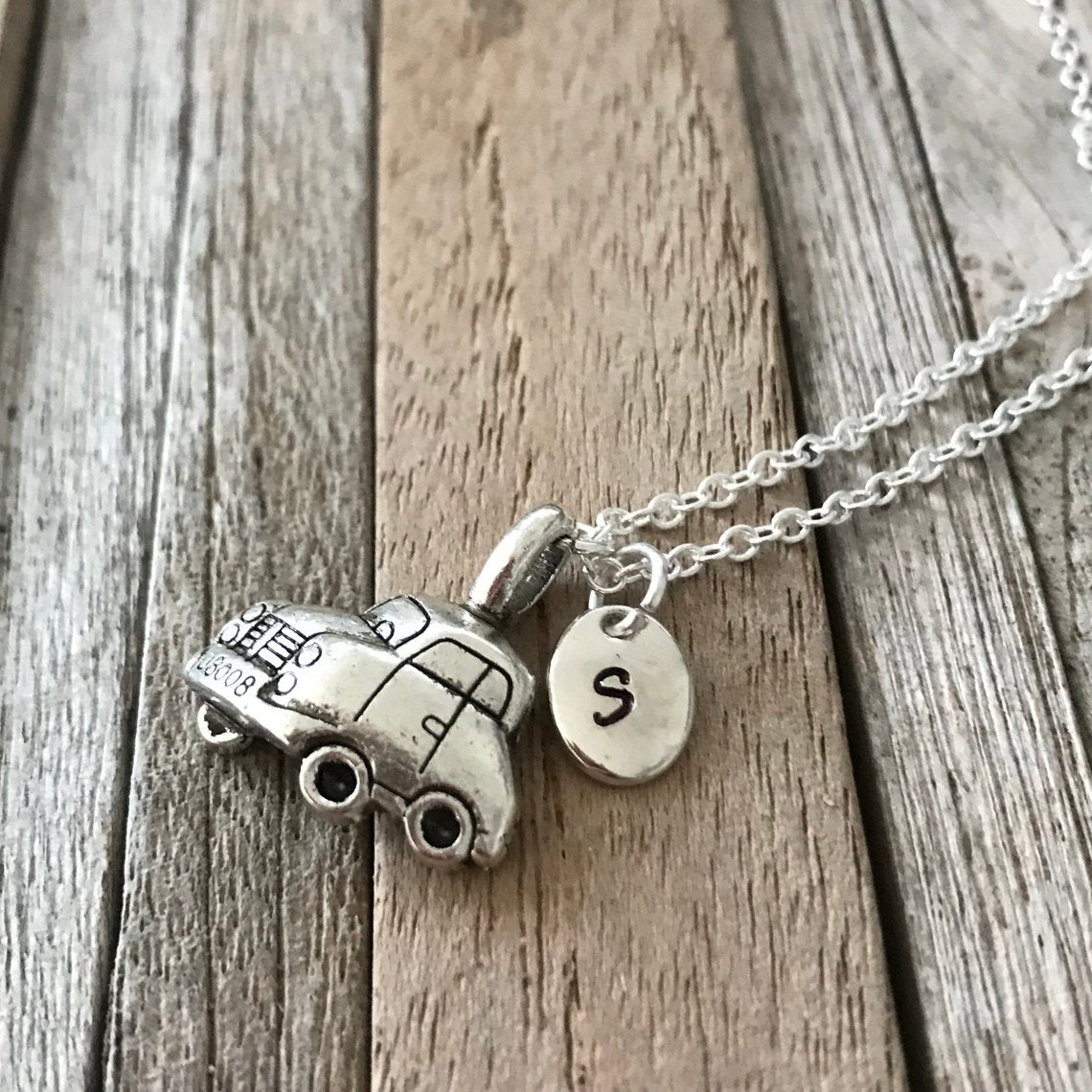 Car necklace with initial charm, Driver license gift, Charm necklace, BFF necklace for best friends
