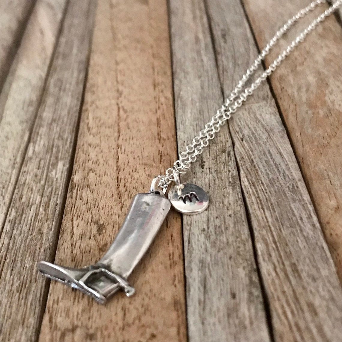 gepersonaliseerde laarsketting, Cowgirl ketting, Westerse sieraden met initiële charme