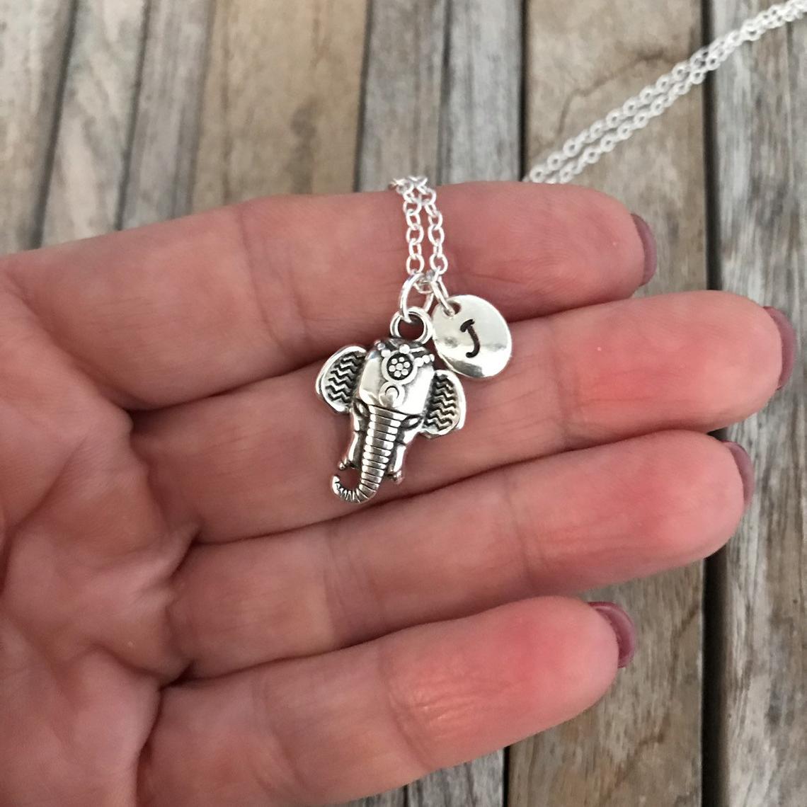 Personalized custom elephant necklace, Good luck charm