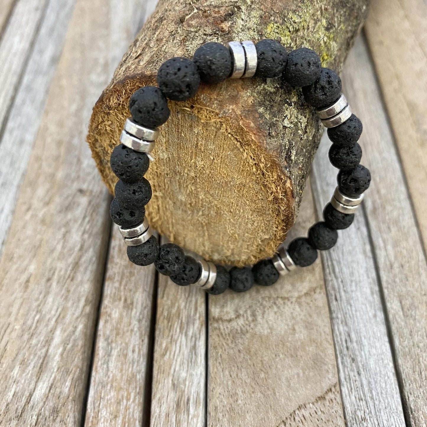 Zwarte lavasteen armband cadeau, herenarmband, damesarmband, zwarte kralenarmband, verjaardagsarmbandcadeau, lavakralenarmband