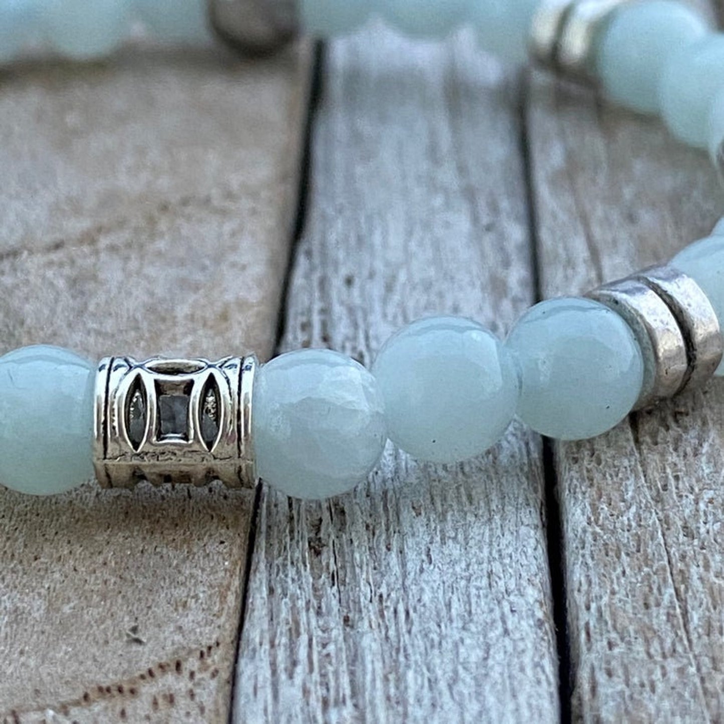 Lichtblauwe Jade Edelsteenarmband, Kralenstretcharmband, Edelsteenarmband, Vriendje Kerstcadeau, Herenarmband, Herensieraden
