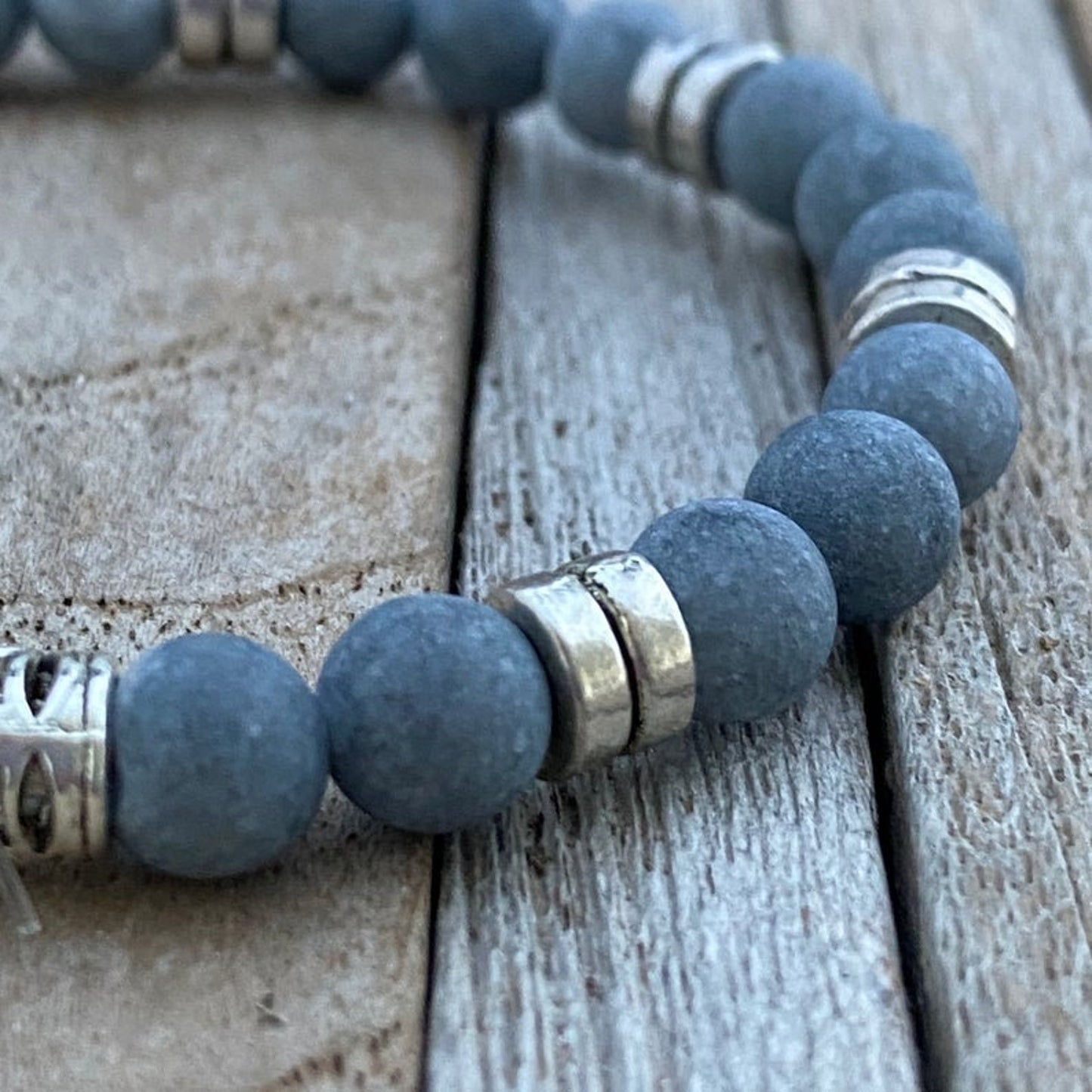 Natural Stone Beaded Bracelet, Boyfriend Gift, Christmas Gift for Boyfriend, Mens Bracelet, Mens jewelry Personalized Gift, Grey stone