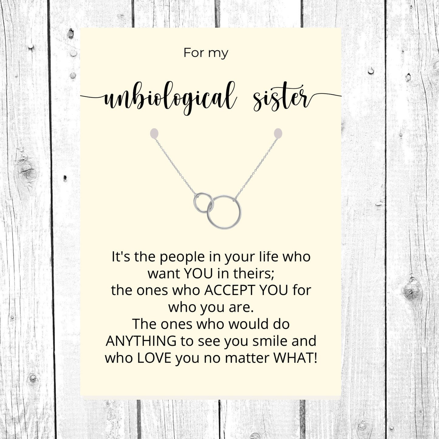 Unbiological Sister Gift, Cadeau voor beste vriend, In elkaar grijpende cirkels, Sterling Infinity Ketting, BFF Verjaardag, Vriendschapscadeau, BFF Sieraden
