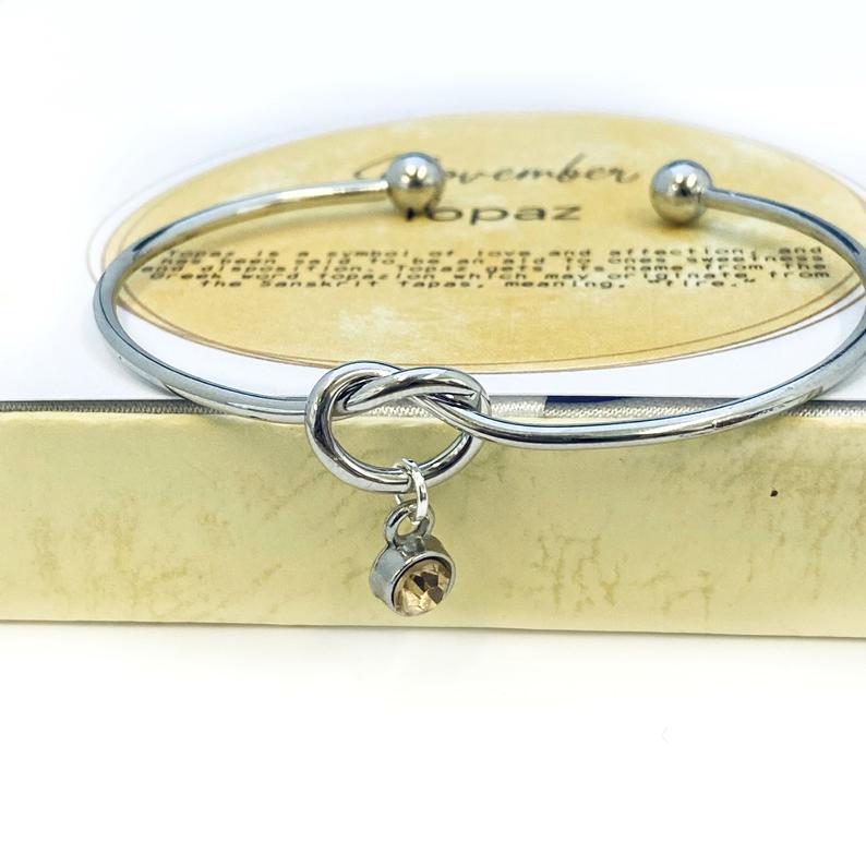 Topaz Bracelet, November birthstone bracelet, Knot Bracelet, Mother Bracelet, Grandma Gift, Bridesmaid Bracelet, BFF gift, Sister Gift
