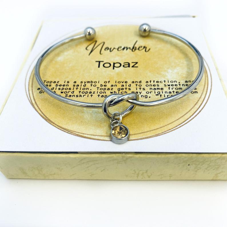 Topaz Bracelet, November birthstone bracelet, Knot Bracelet, Mother Bracelet, Grandma Gift, Bridesmaid Bracelet, BFF gift, Sister Gift