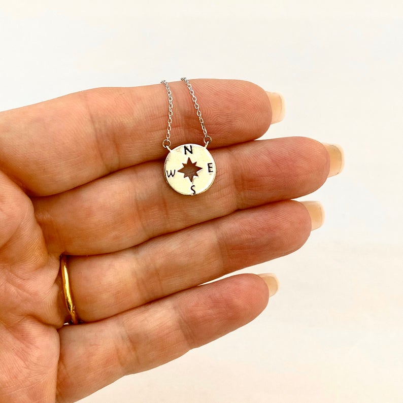 Silver Compass Necklace, Confirmation Necklace: 21st Birthday Gift Necklace: Birthday Gift, Jewelry Gift For Her, Sterling Silver Compass Necklace, 21 birthday card, Compass Gift