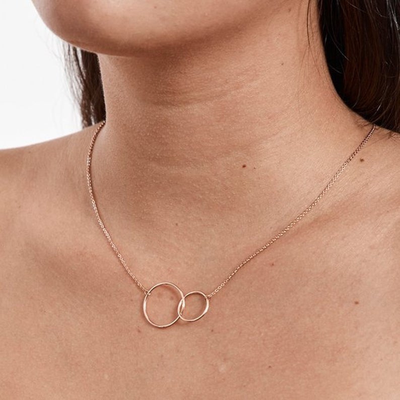 Nicht cadeau, cadeau van tante, goud zilver Rose goud, nichtje Grad, Infinity ketting, nichtje verjaardag, dubbele cirkel ketting, nichtje afstuderen