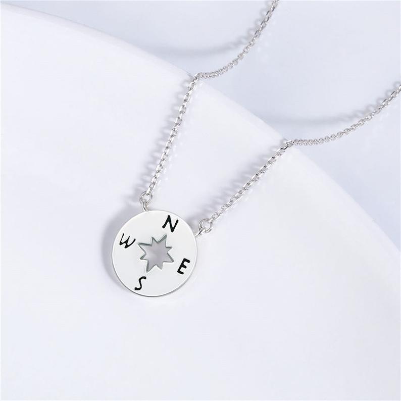 Silver Compass Necklace, Confirmation Necklace: 21st Birthday Gift Necklace: Birthday Gift, Jewelry Gift For Her, Sterling Silver Compass Necklace, 21 birthday card, Compass Gift