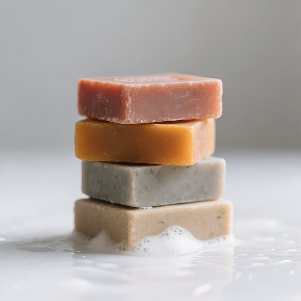 Set van 4 Plasticvrij Beef Tallow Rundervet zeep voor mannen Turmeric, Sand, Cement en Brick 2