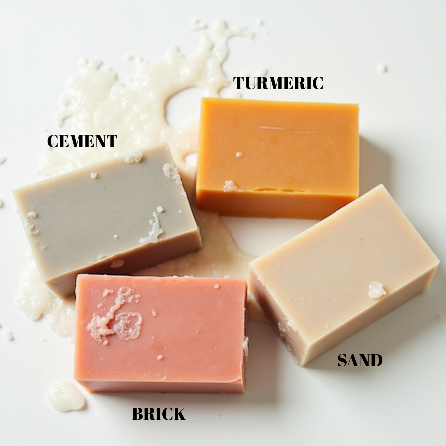 Set van 4 Plasticvrij Beef Tallow Rundervet zeep voor mannen Turmeric, Sand, Cement en Brick 2