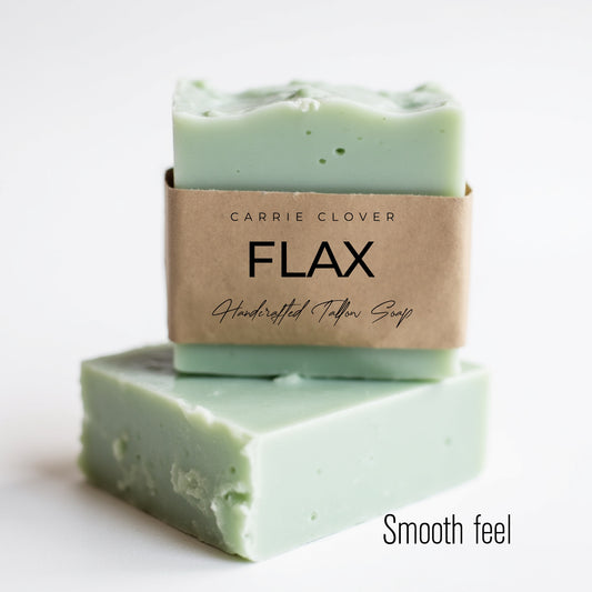 Natuurlijke handgemaakte Tallow Zeep FLAX ongeparfumeerd met lijnzaad gel