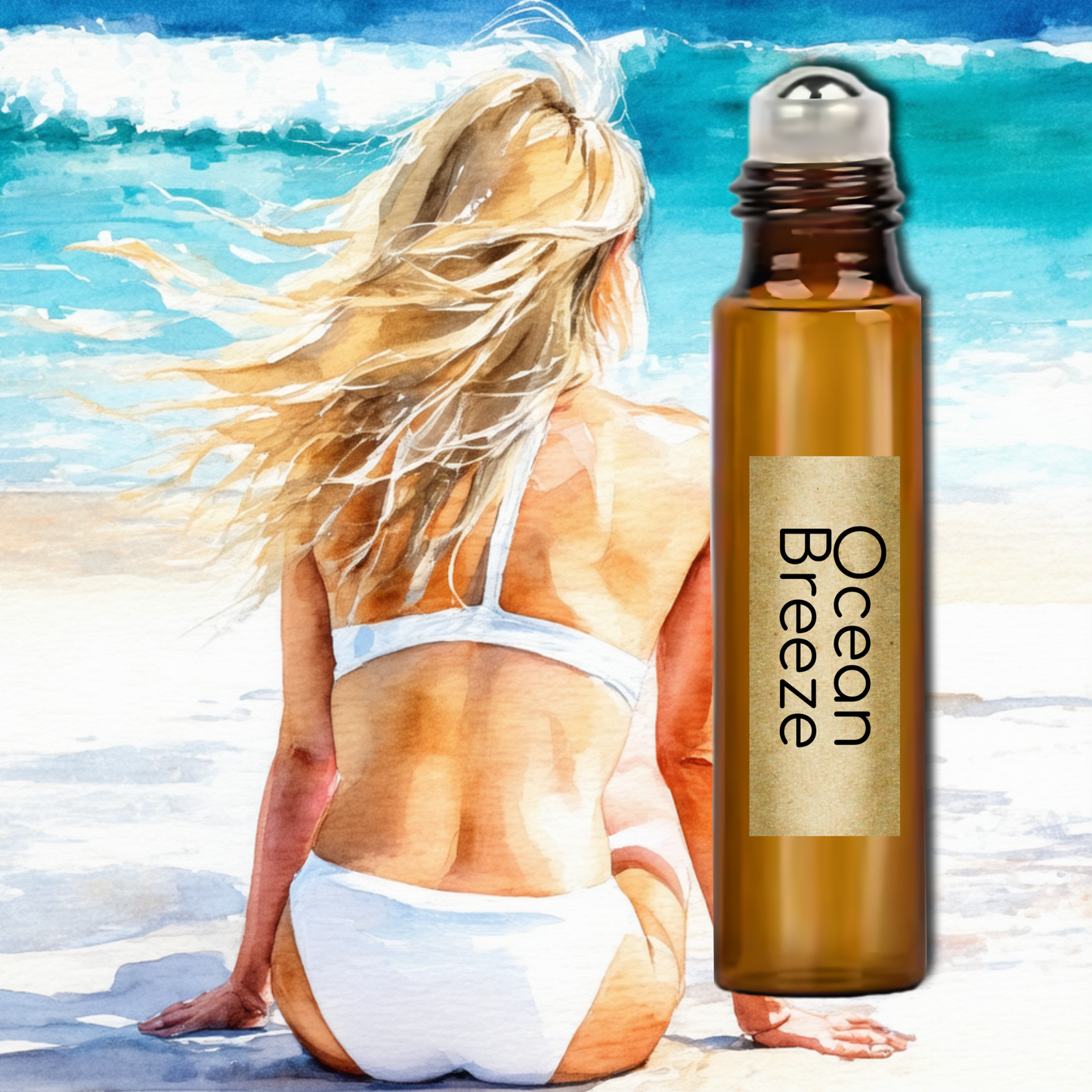 Ocean Breeze Inspired Perfume Oil Handcrafted Aquatic Fragrance with Bergamot, Neroli, Hyacinth, Cedarwood & Musk | Fresh Aquatic Scent