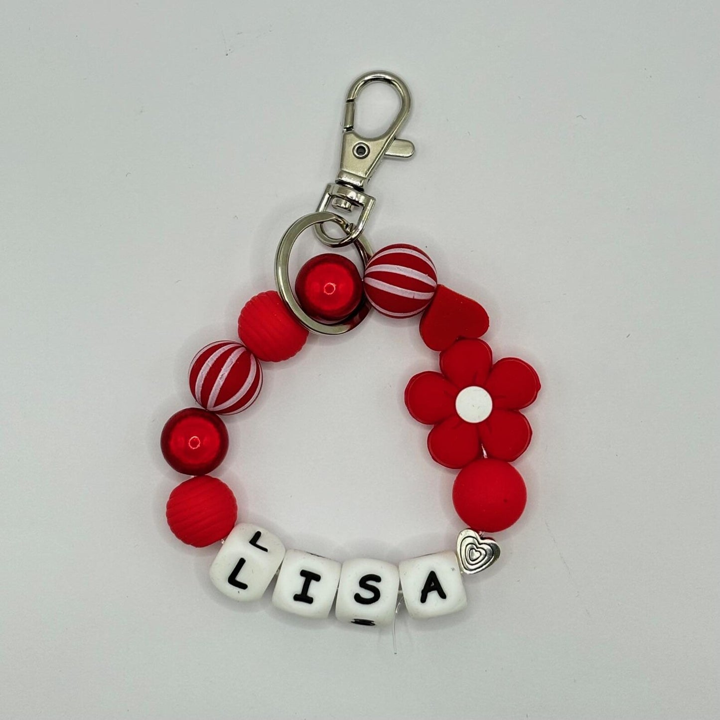 Gepersonaliseerde XL Grote siliconen kralen sleutelhanger met naam wristlet armband GRATIS VERZENDEN