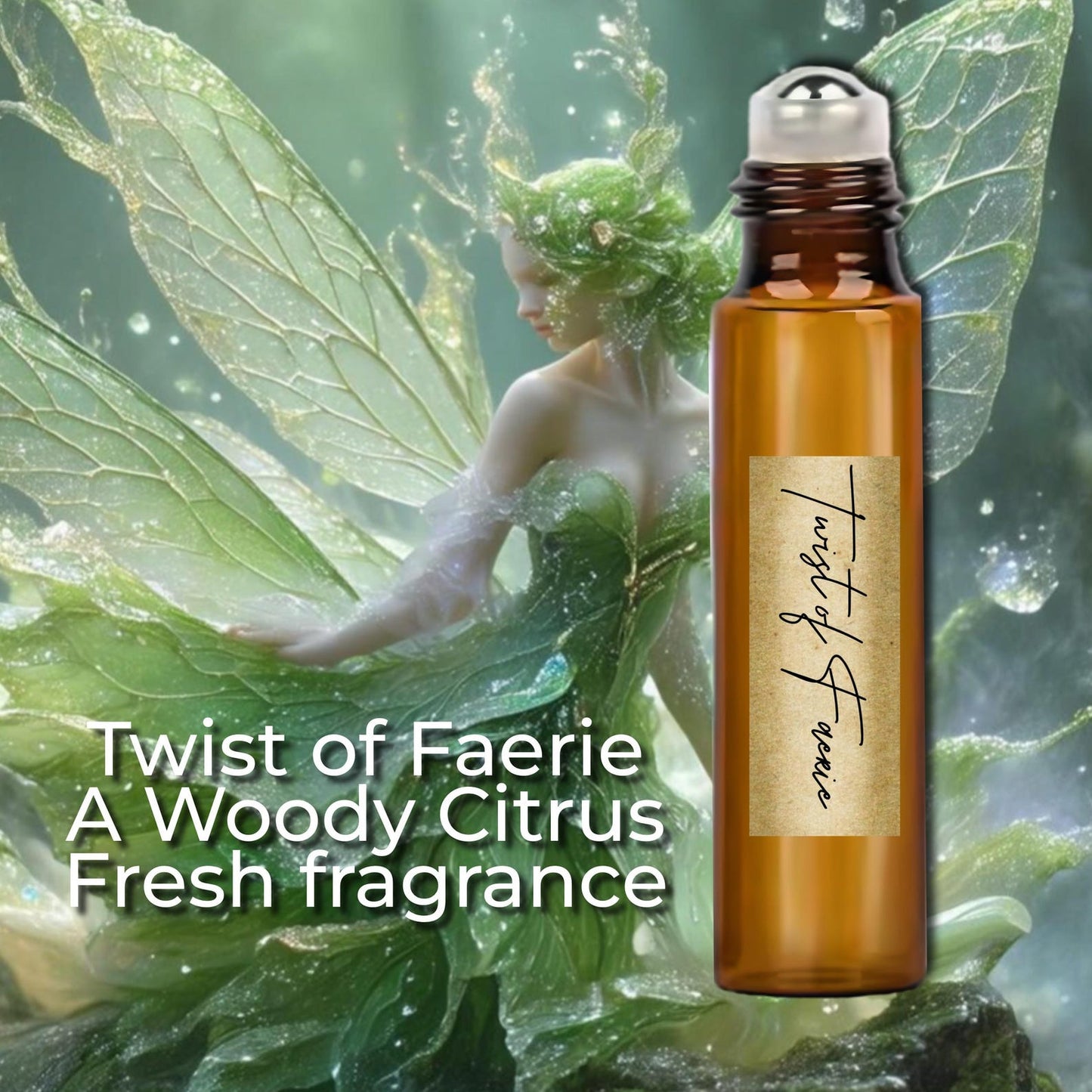 Twist of Faerie Parfum Perfume Oil Unisex scent highly fragranced fresh green citrus scent luxury handcrafted perfume RollerBall