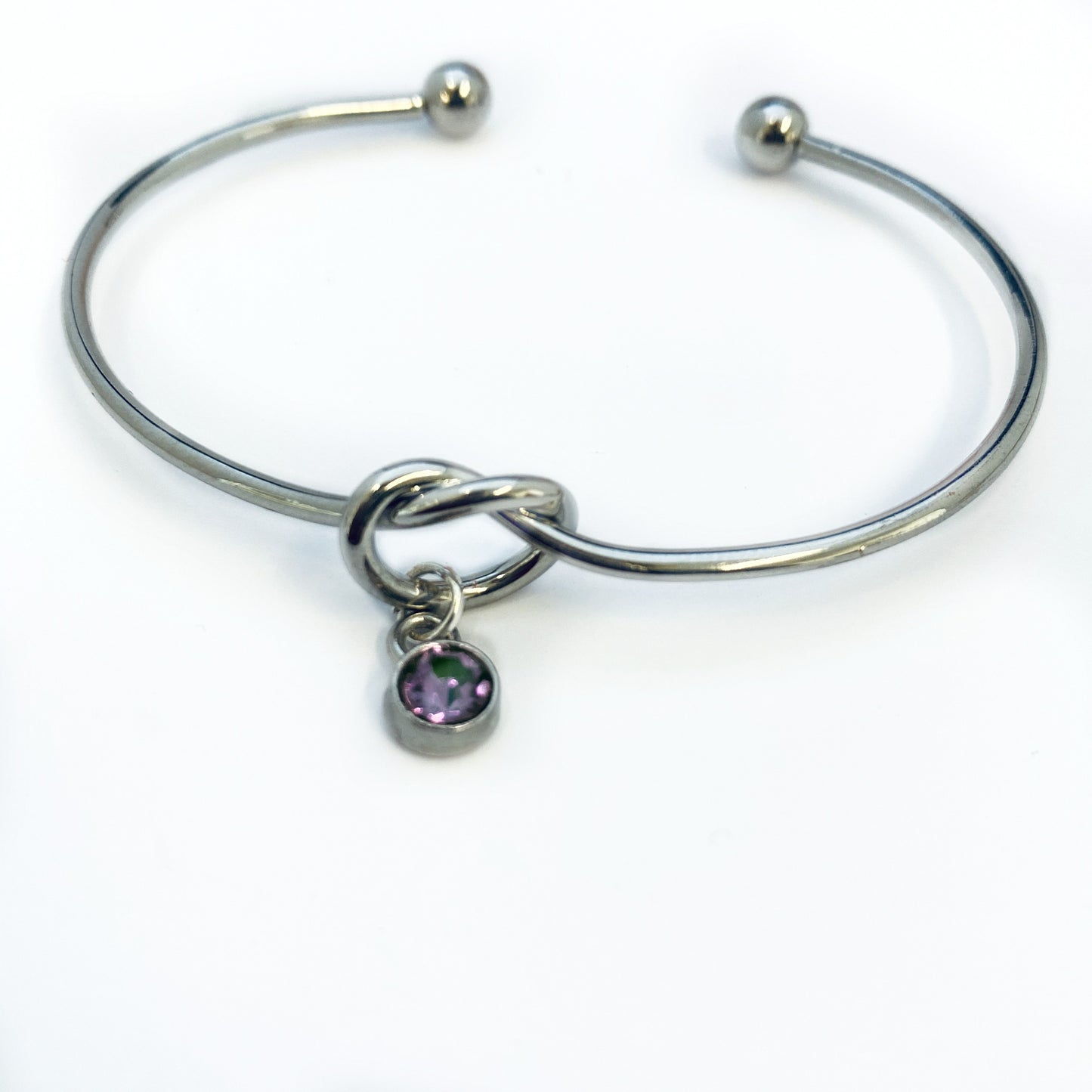 Personalized KNOT Bangle, July Birthstone Bracelet, Tie the Knot Bracelet Gift for Her Birth Stone Jewelry Wedding Bracelet, Custom Bracelet