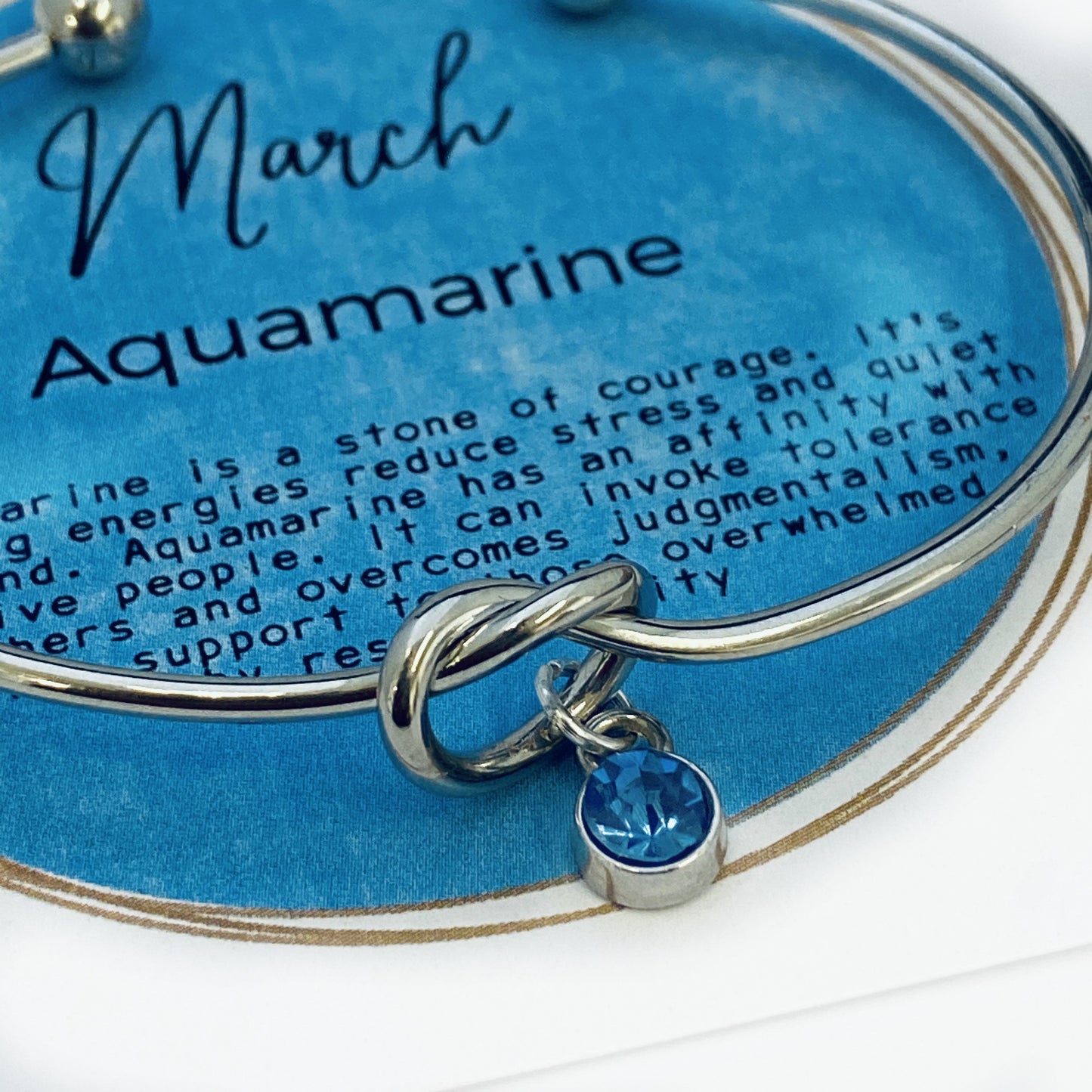 Maart Birthstone Armband, Birthstone bedelarmband Cadeau, Aquamarijn geboortesteen, Maart Verjaardag,