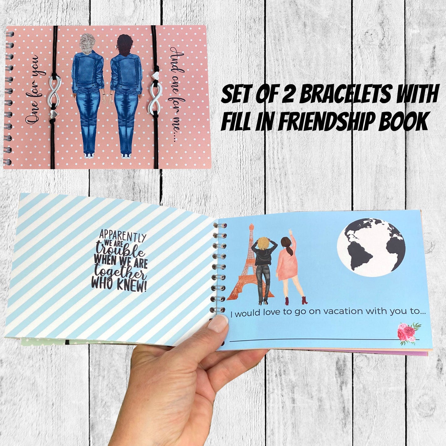 Set of 2 Friendship Bracelet in Friendship Book Journal