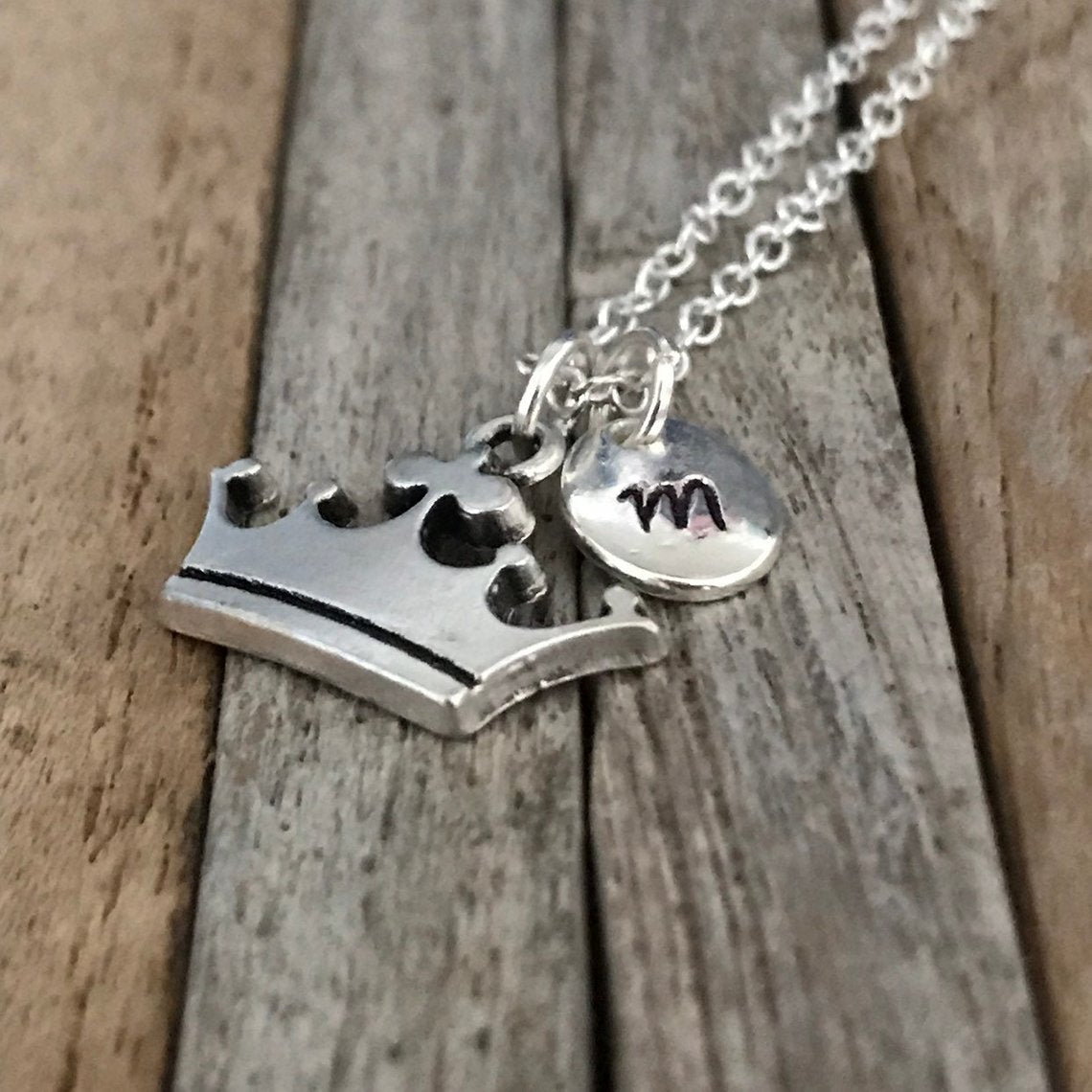 Customized crown necklace, Crown jewelry, Silver crown princess necklaces with initial charm