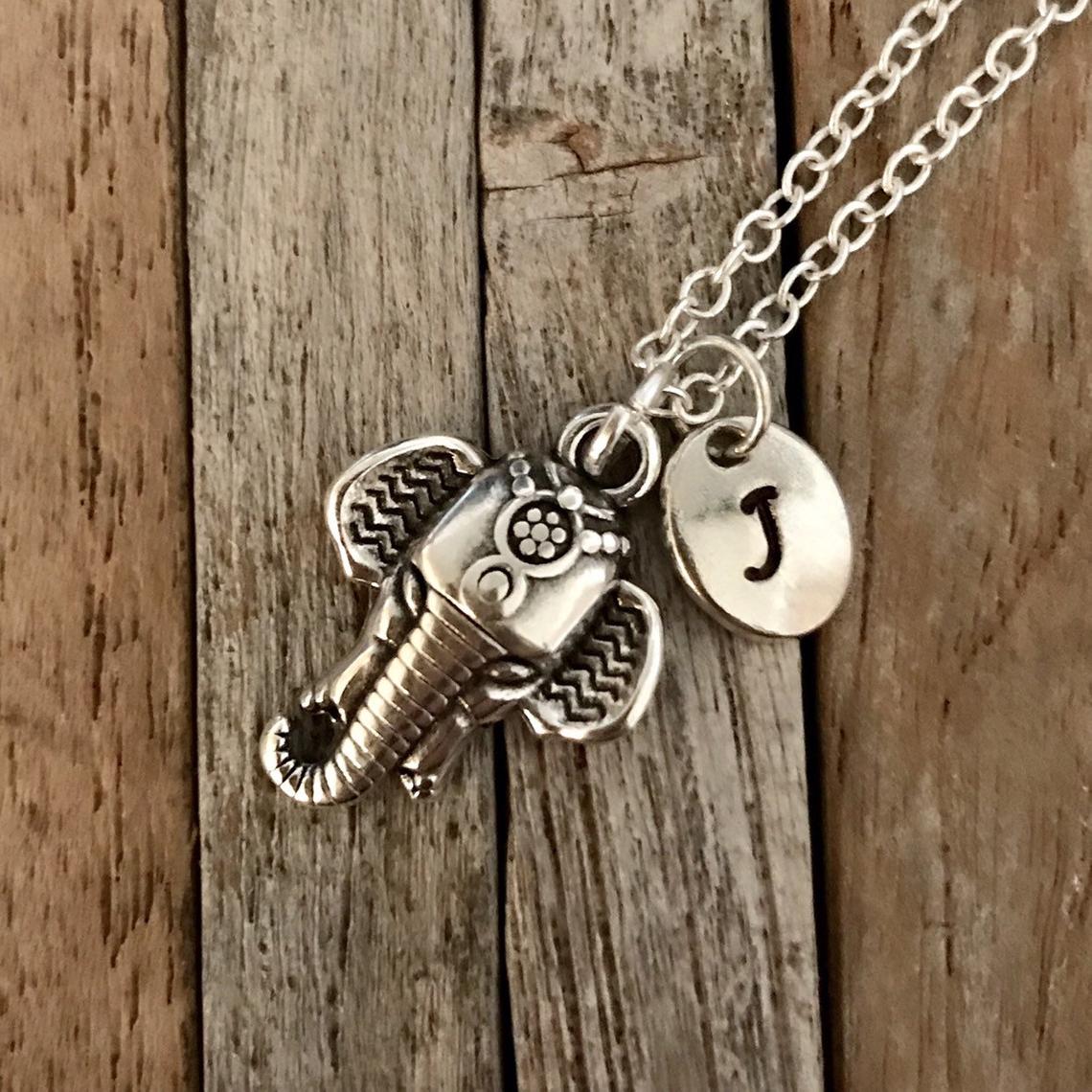 Personalized custom elephant necklace, Good luck charm
