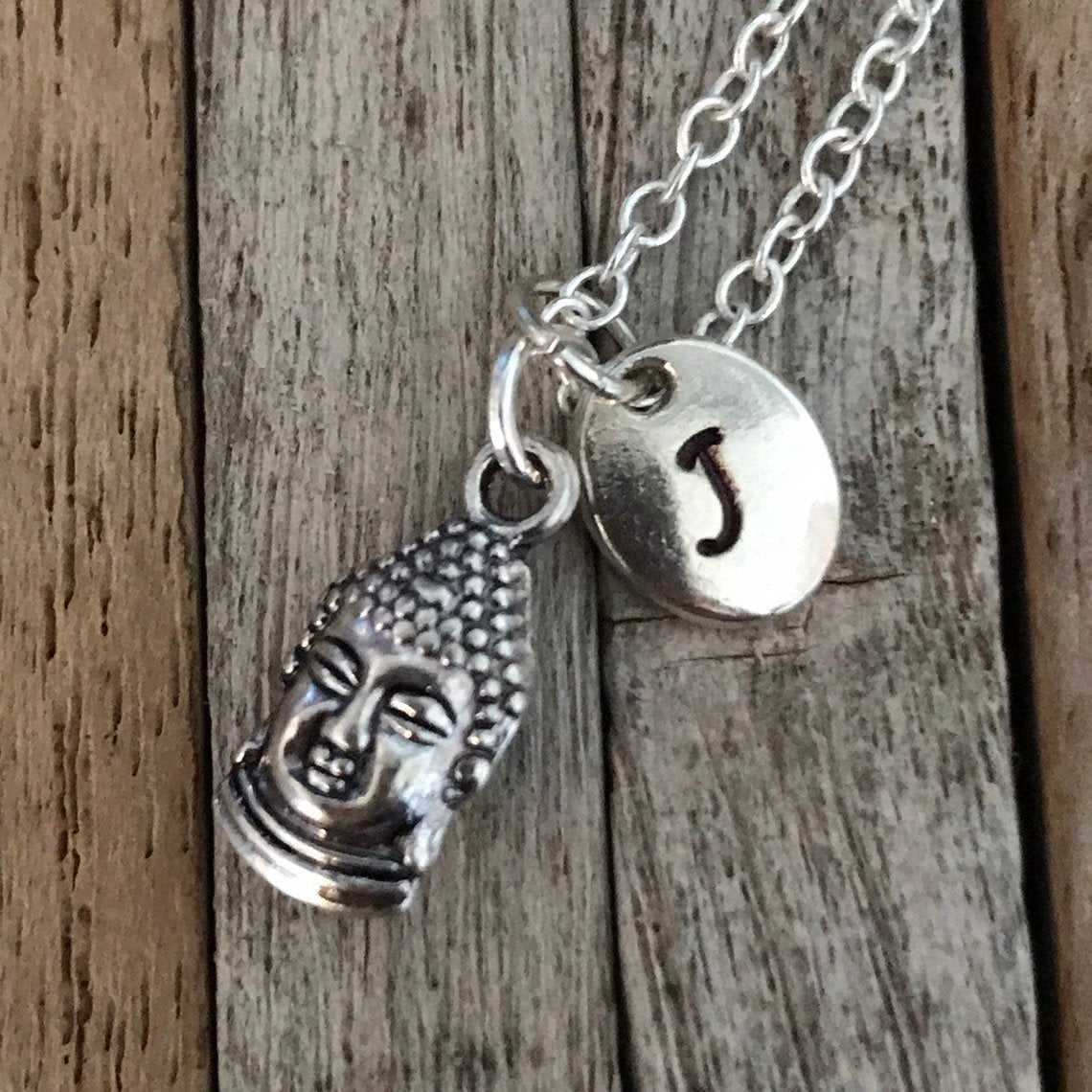 Buddha or Buddah necklace with initial charm