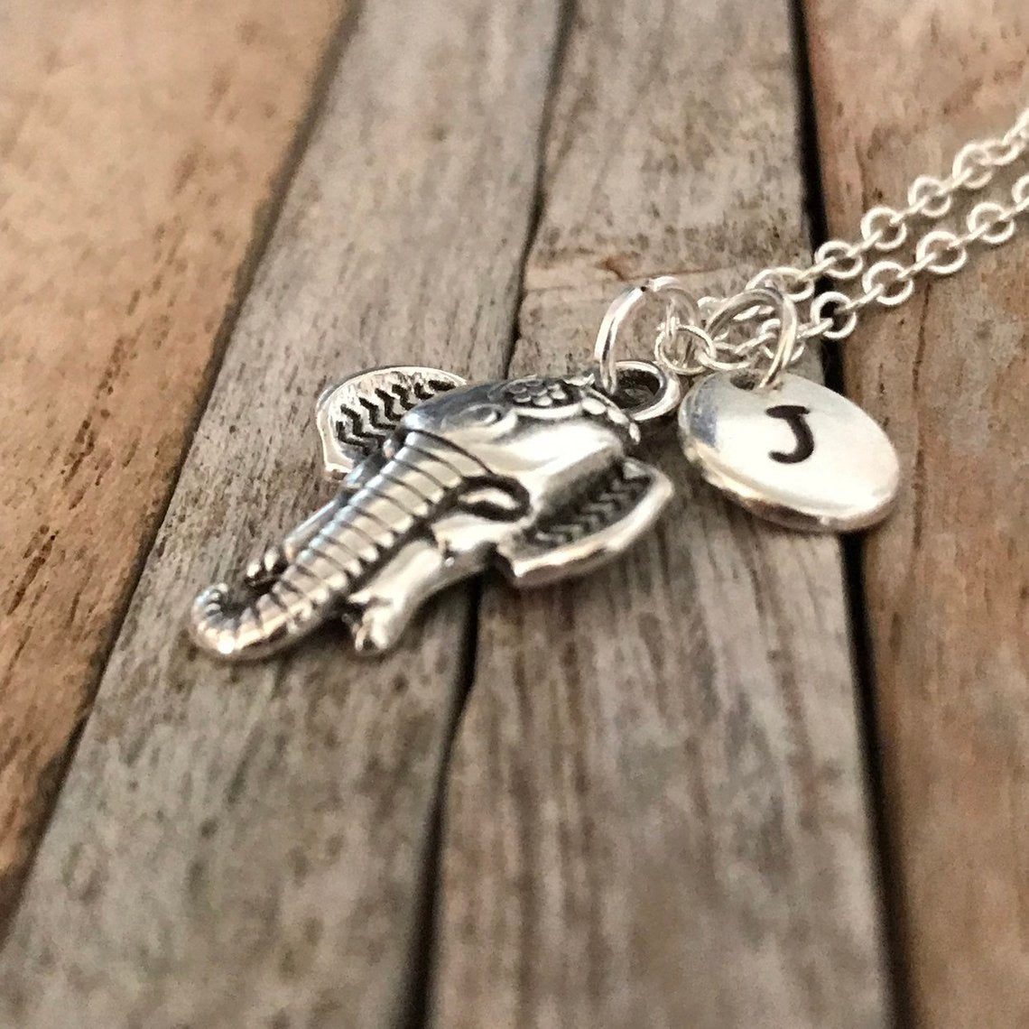 Personalized custom elephant necklace, Good luck charm