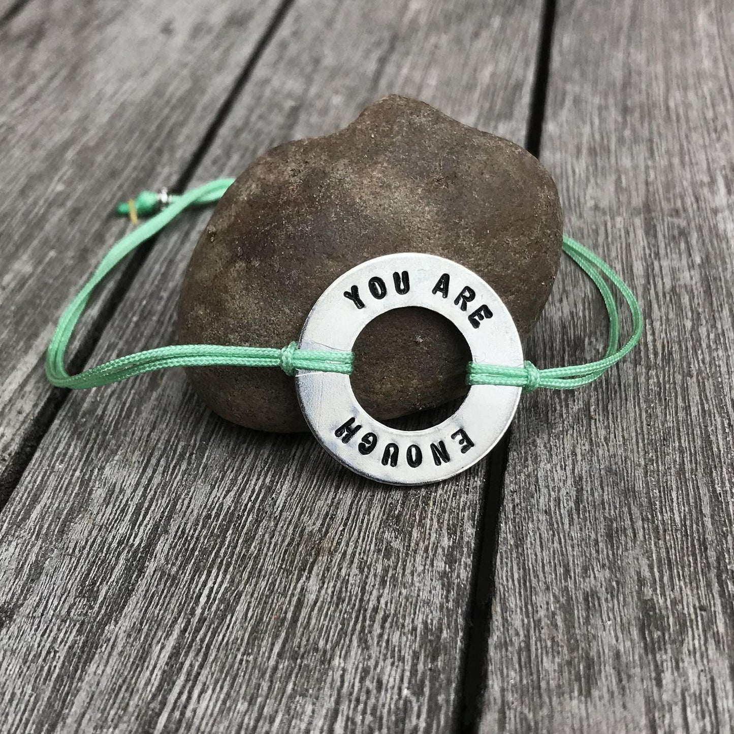 Custom bracelet, You are enough, I am enough, Washer Bracelet, Message Bracelet, Motivational Bracelet, CHOOSE YOUR WORD, Motivational Gift