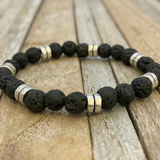 Black Lava Stone Bracelet Gift, Men' Bracelet, Woman's Bracelet, Black Beaded Bracelet, Birthday Bracelet Gift, Lava bead bracelet