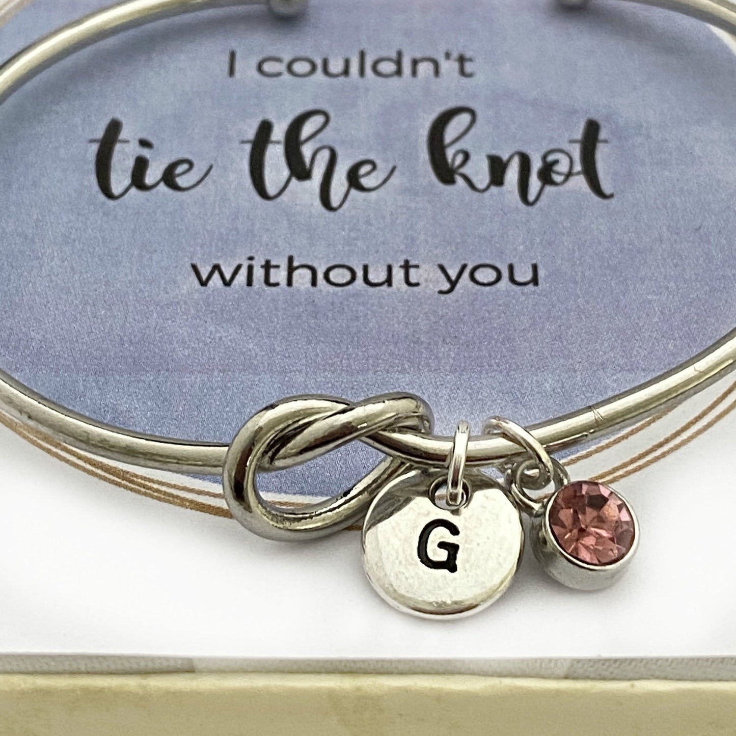 Knot Bracelets Bridesmaids, Knot Bracelet with Initial Charms, Tie the Knot Bracelet, Personalized Bridesmaid Proposal Gift