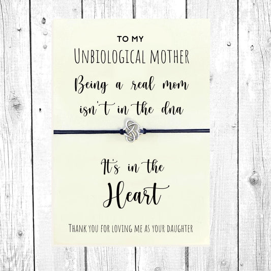 Unbiological Mom Bracelet, Mother's Day Gift from Step Daughter, Second Mom, Bonus Mom, Stepmom, Adopted Mom, Foster Mom, Mother-in-Law Gift