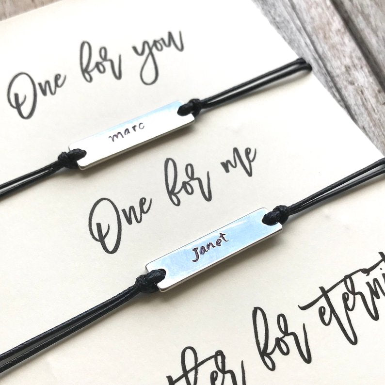 Personalized date or name bracelet for couples